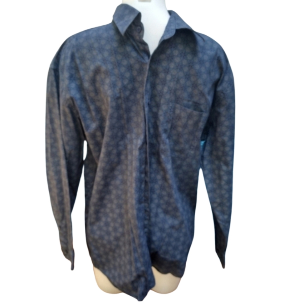 Size L Pierre Cardin blue floral casual dress shirt